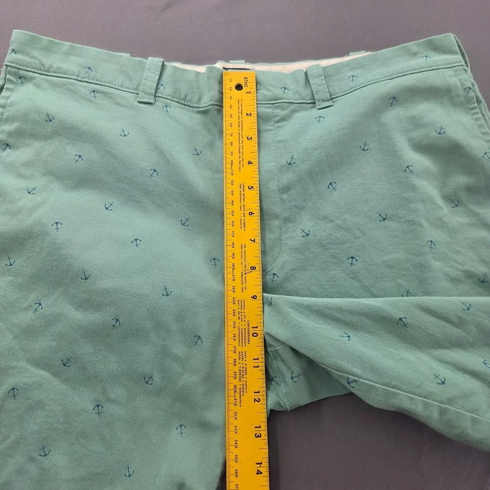 J Crew Men's 35 Green Nautical Anchor Classic Chino Shorts 9